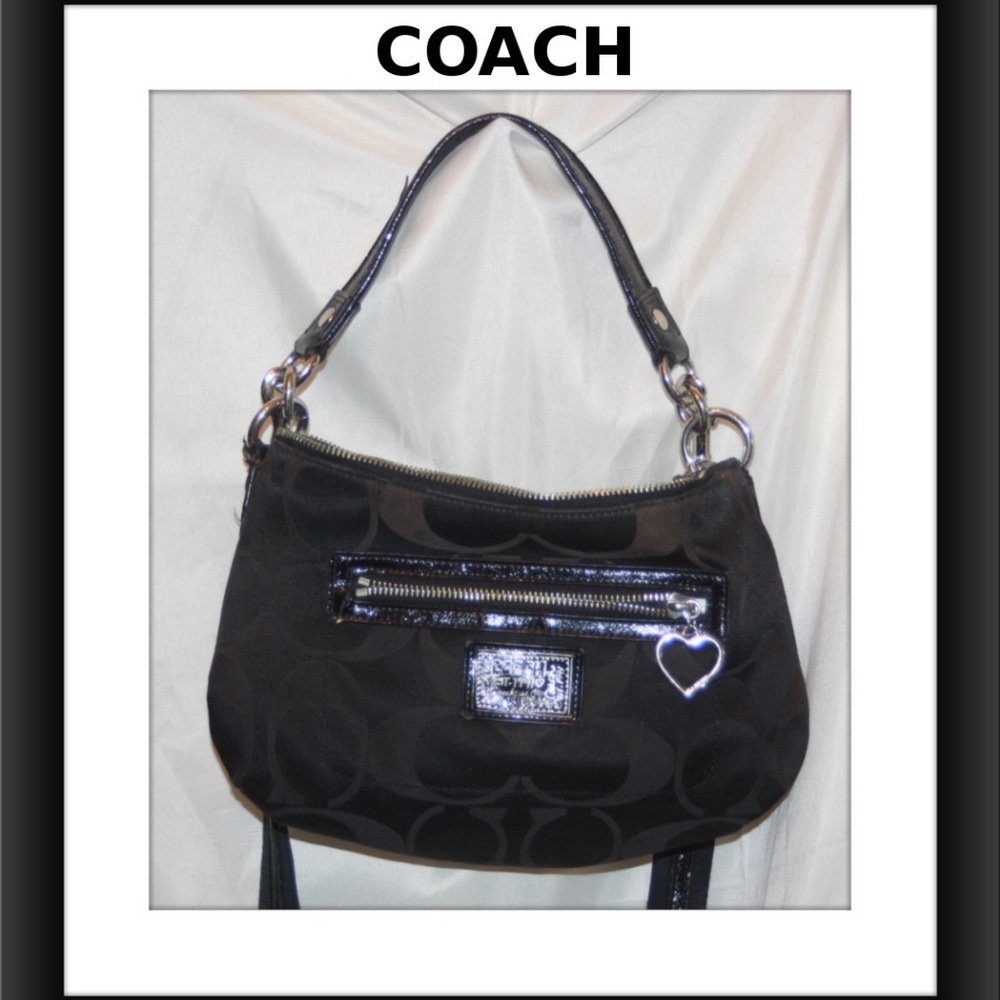 Coach Black Crossbody Shoulder Bag with Heart Charm